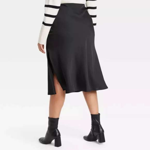 A New Day Women's Plus Size A-Line Midi Slip Skirt Black 4x - Picture 2 of 6